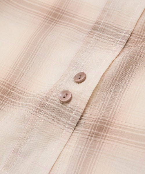 VIS(ビス)の「シアー&チェックショート丈シャツ(シャツ/ブラウス・レディース・ブルー系その他4/ベージュ・FREE)」の4枚目の写真