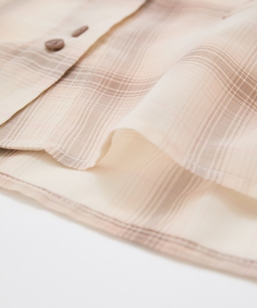 VIS(ビス)の「シアー&チェックショート丈シャツ(シャツ/ブラウス・レディース・ブルー系その他4/ベージュ・FREE)」の5枚目の写真