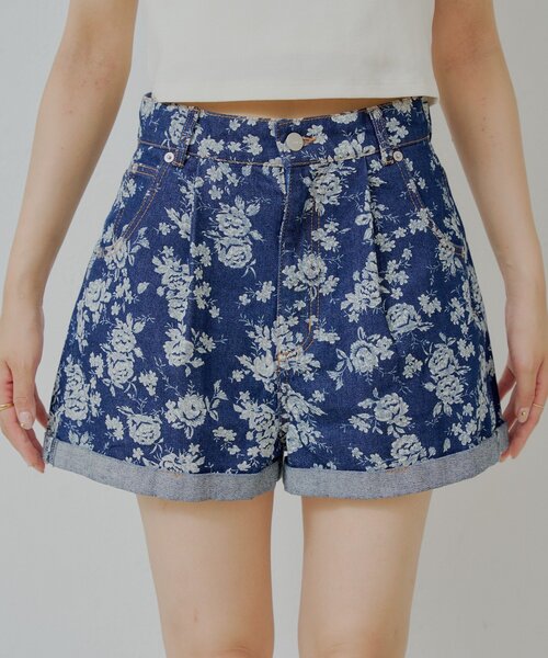 セール】フラワープリントデニムショートパンツ（その他パンツ
