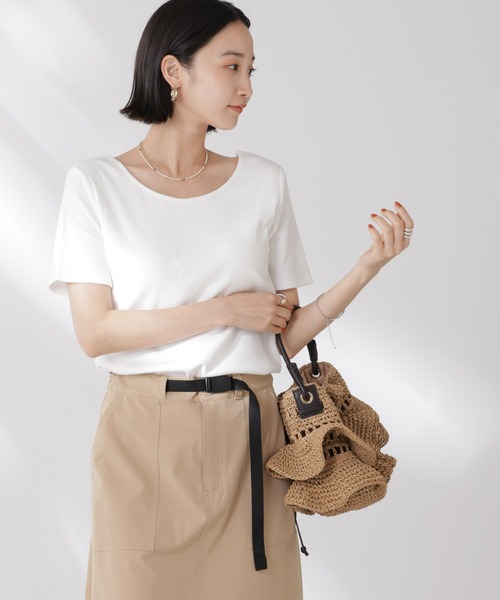 抗菌防臭・接触冷感機能カップ付きクルーネックトップス