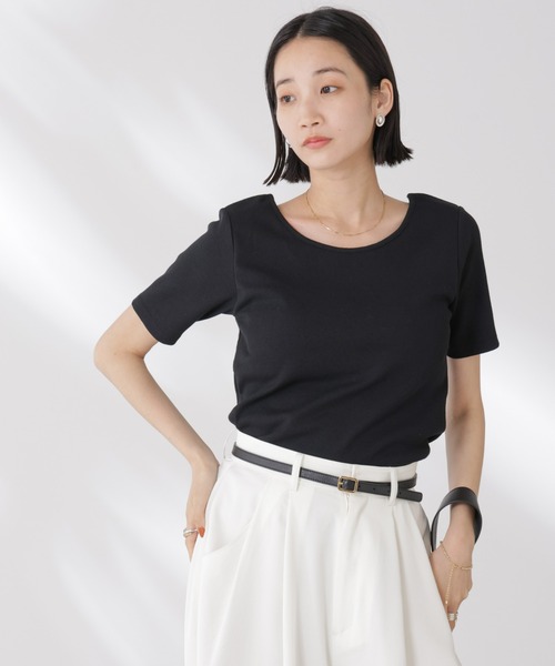 抗菌防臭・接触冷感機能カップ付きクルーネックトップス