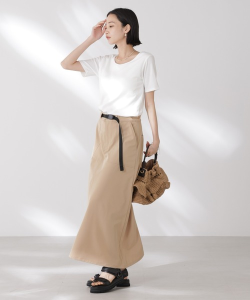 抗菌防臭・接触冷感機能カップ付きクルーネックトップス