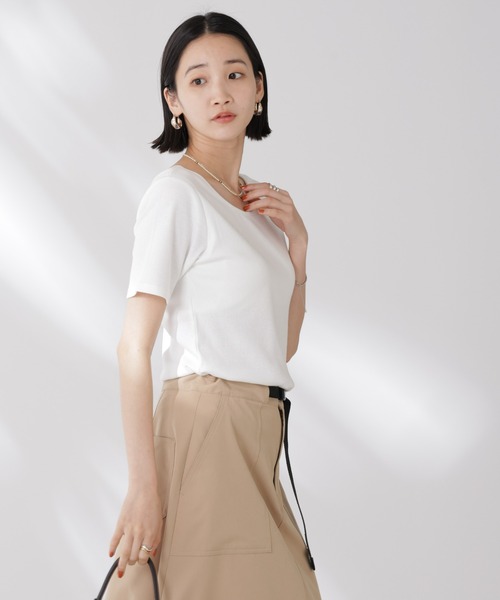 抗菌防臭・接触冷感機能カップ付きクルーネックトップス