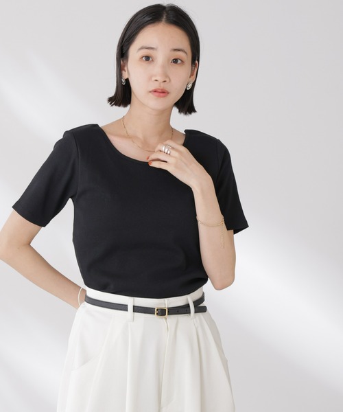 NANO universe（ナノユニバース）の「抗菌防臭・接触冷感機能 カップ付きクルーネックトップス（Tシャツ/カットソー・レディース・ホワイト/ブラック/グレー・FREE）」の20枚目の写真