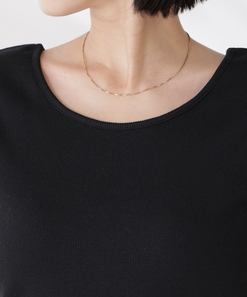 NANO universe（ナノユニバース）の「抗菌防臭・接触冷感機能 カップ付きクルーネックトップス（Tシャツ/カットソー・レディース・ホワイト/ブラック/グレー・FREE）」の5枚目の写真