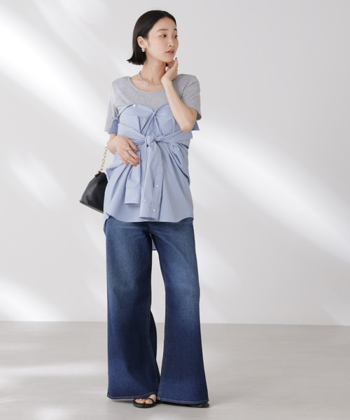 NANO universe（ナノユニバース）の「抗菌防臭・接触冷感機能 カップ付きクルーネックトップス（Tシャツ/カットソー・レディース・ホワイト/ブラック/グレー・FREE）」の18枚目の写真