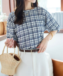 KOBE LETTUCE | ぽこぽこシアーサッカー5分袖トップス(シャツ/ブラウス)