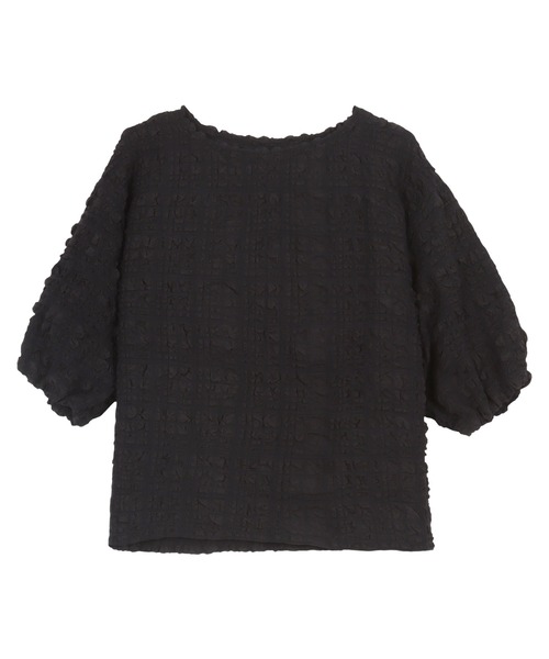 KOBE LETTUCE（コウベレタス）の「ぽこぽこシアーサッカー5分袖トップス（シャツ/ブラウス・レディース・ネイビー系/ブラック/オフホワイト・M）」の12枚目の写真