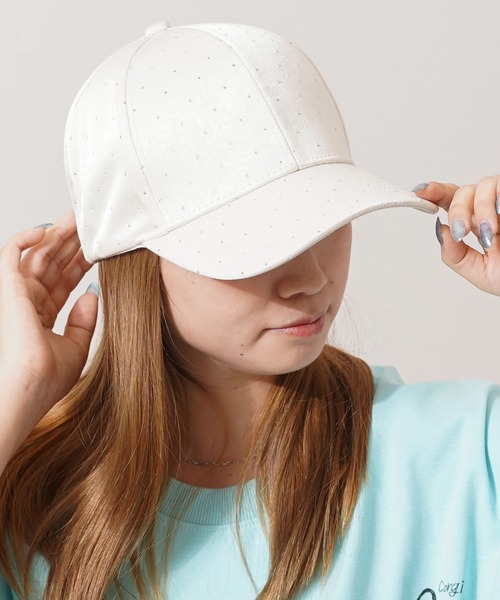 セール】ラインストーン 6パネル カーブキャップ / Rhinestone 6-Panel