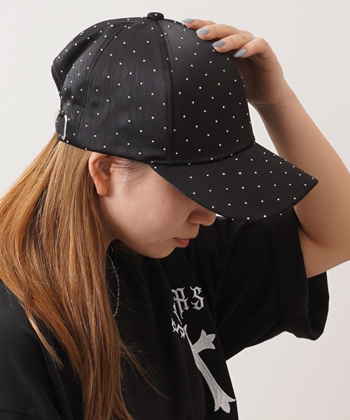 セール】ラインストーン 6パネル カーブキャップ / Rhinestone 6