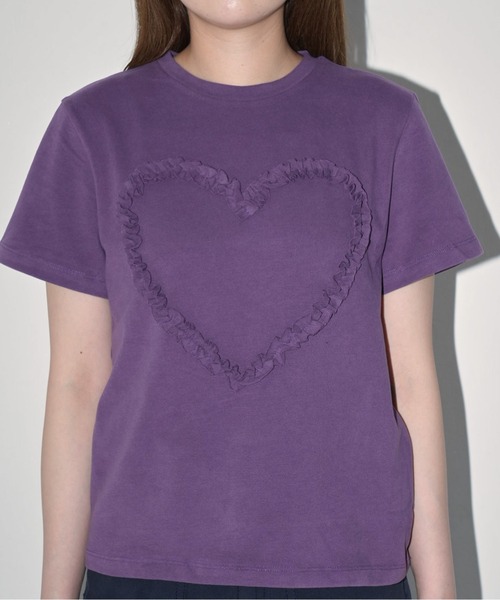 Enewd nina(エニュードニーナ)の「【zozo限定】ハート レースフラワー 立体 Tシャツ 伸縮性あり(Tシャツ/カットソー・レディース・ブラック/パープル/ホワイト/グレー・FREE)」の4枚目の写真