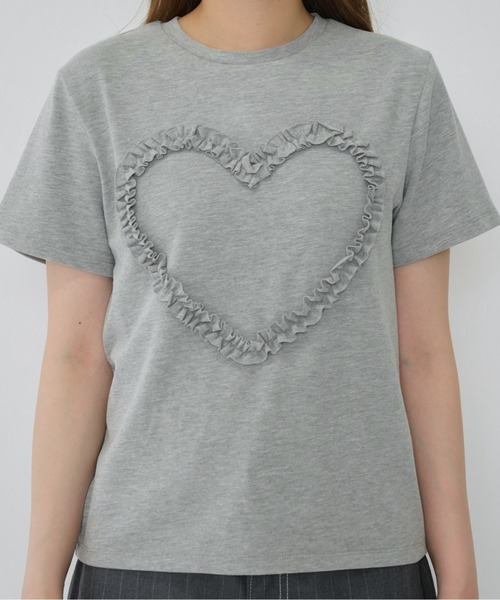 Enewd nina(エニュードニーナ)の「【zozo限定】ハート レースフラワー 立体 Tシャツ 伸縮性あり(Tシャツ/カットソー・レディース・ブラック/パープル/ホワイト/グレー・FREE)」の3枚目の写真