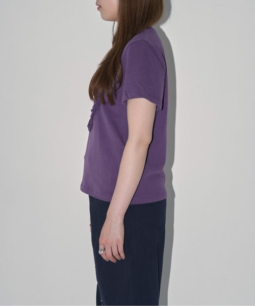 Enewd nina(エニュードニーナ)の「【zozo限定】ハート レースフラワー 立体 Tシャツ 伸縮性あり(Tシャツ/カットソー・レディース・ブラック/パープル/ホワイト/グレー・FREE)」の15枚目の写真