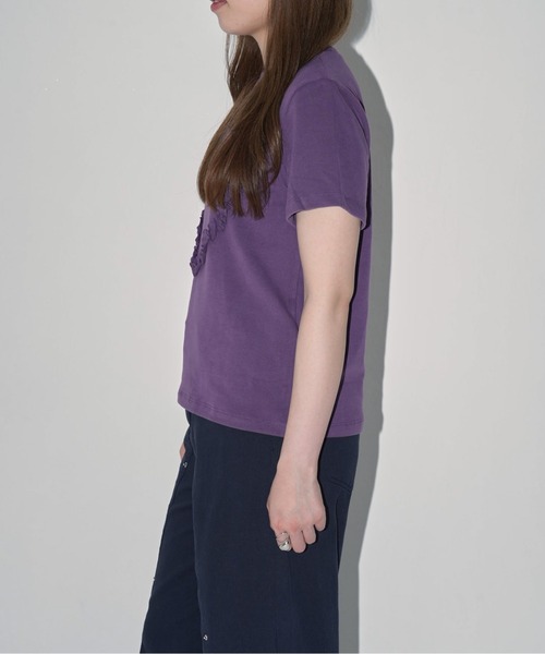 Enewd nina(エニュードニーナ)の「【zozo限定】ハート レースフラワー 立体 Tシャツ 伸縮性あり(Tシャツ/カットソー・レディース・ブラック/パープル/ホワイト/グレー・FREE)」の16枚目の写真