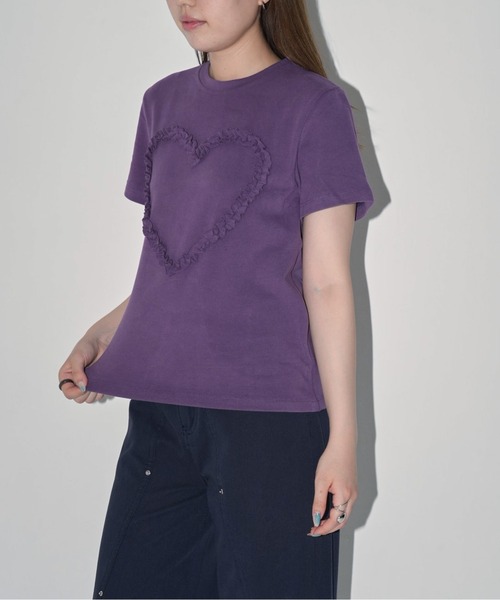 Enewd nina(エニュードニーナ)の「【zozo限定】ハート レースフラワー 立体 Tシャツ 伸縮性あり(Tシャツ/カットソー・レディース・ブラック/パープル/ホワイト/グレー・FREE)」の17枚目の写真