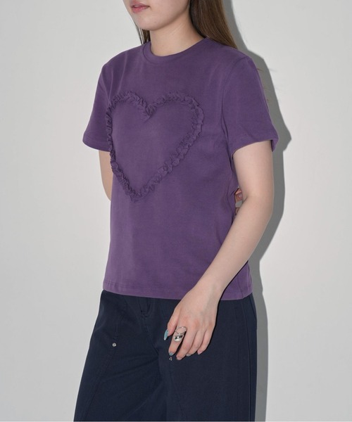 Enewd nina(エニュードニーナ)の「【zozo限定】ハート レースフラワー 立体 Tシャツ 伸縮性あり(Tシャツ/カットソー・レディース・ブラック/パープル/ホワイト/グレー・FREE)」の18枚目の写真