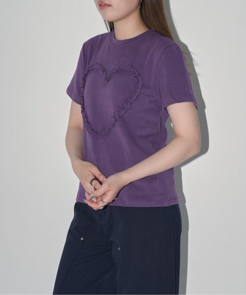Enewd nina(エニュードニーナ)の「【zozo限定】ハート レースフラワー 立体 Tシャツ 伸縮性あり(Tシャツ/カットソー・レディース・ブラック/パープル/ホワイト/グレー・FREE)」の19枚目の写真