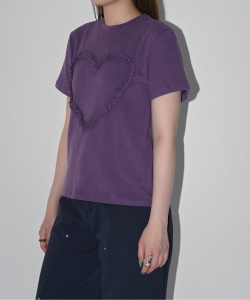 Enewd nina(エニュードニーナ)の「【zozo限定】ハート レースフラワー 立体 Tシャツ 伸縮性あり(Tシャツ/カットソー・レディース・ブラック/パープル/ホワイト/グレー・FREE)」の20枚目の写真