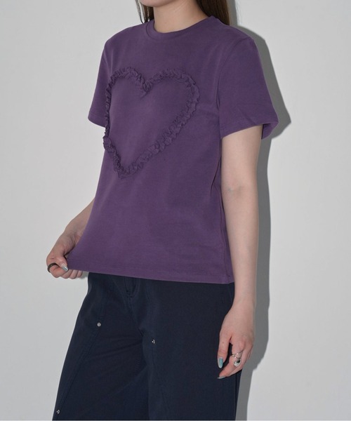 Enewd nina(エニュードニーナ)の「【zozo限定】ハート レースフラワー 立体 Tシャツ 伸縮性あり(Tシャツ/カットソー・レディース・ブラック/パープル/ホワイト/グレー・FREE)」の21枚目の写真
