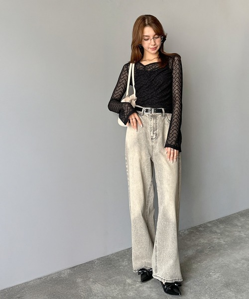 mily bilet（ミウィビレット）の「【mily bilet】トレンドの愛されアイテム。アシメシアーレースギャザープルオーバー（Tシャツ/カットソー・レディース・ブラック/アイボリー/ブラウン・LARGE/MEDIUM/SMALL/X-LARGE）」の20枚目の写真
