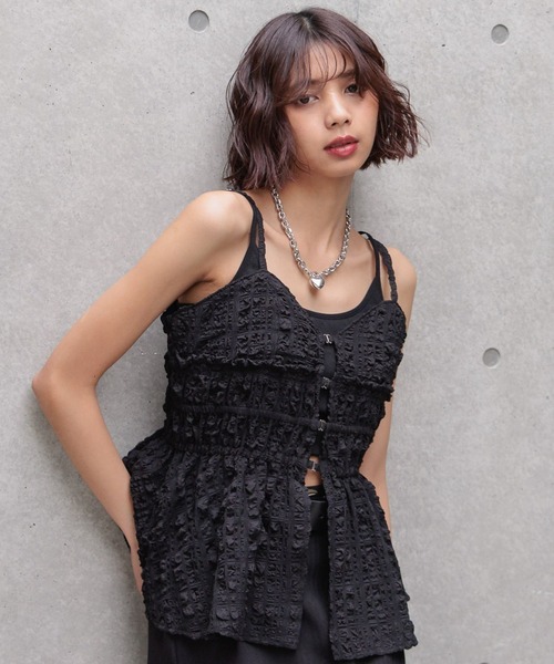 PAGEBOY（ページボーイ）の「ポコポコホックビスチェ（キャミソール・レディース・ブルー系その他/ブラック系その他/ブラック・FREE）」の2枚目の写真