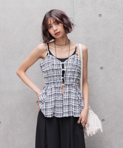 最終値下げ 新品未使用 bibiy グレー シアー ビスチェ キャミソール フェザーキャミビスチェ＋シアートップス／SET｜INGNI(イング