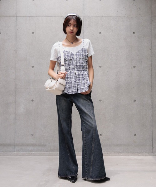 PAGEBOY（ページボーイ）の「ポコポコホックビスチェ（キャミソール・レディース・ブルー系その他/ブラック系その他/ブラック・FREE）」の14枚目の写真