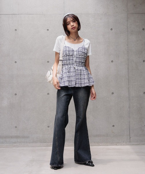 PAGEBOY（ページボーイ）の「ポコポコホックビスチェ（キャミソール・レディース・ブルー系その他/ブラック系その他/ブラック・FREE）」の15枚目の写真