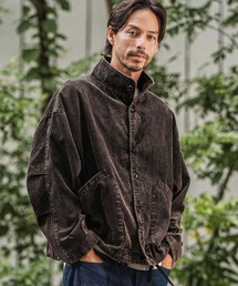 mj10922-Medium Wale Chemical Wash Corduroy Military jacket ミリタリージャケット