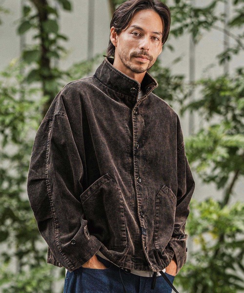 mj10922-Medium Wale Chemical Wash Corduroy Military jacket