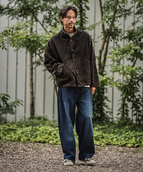 mj10922-Medium Wale Chemical Wash Corduroy Military jacket