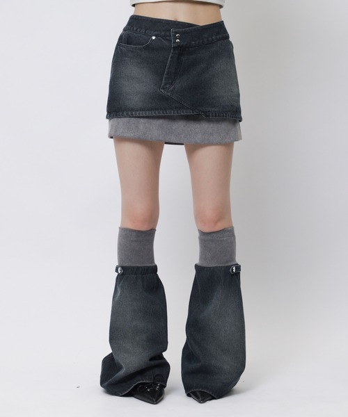 SPIRALGIRL（スパイラルガール）の「レッグウォーマーリブスカート（デニムスカート・レディース・ブラック/ブルー・FREE）」の19枚目の写真