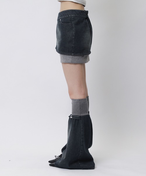 SPIRALGIRL（スパイラルガール）の「レッグウォーマーリブスカート（デニムスカート・レディース・ブラック/ブルー・FREE）」の20枚目の写真