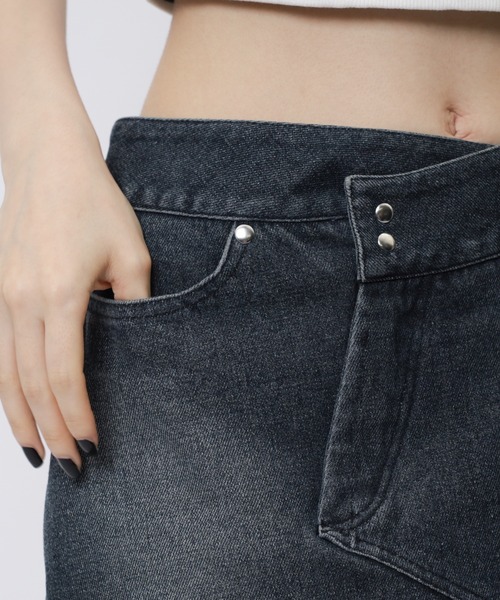 SPIRALGIRL（スパイラルガール）の「レッグウォーマーリブスカート（デニムスカート・レディース・ブラック/ブルー・FREE）」の10枚目の写真