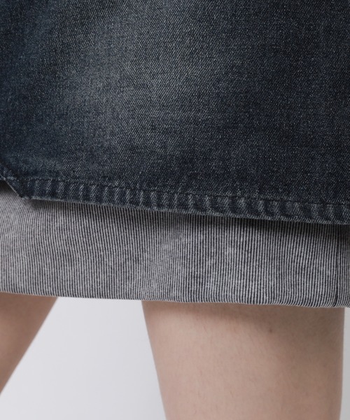 SPIRALGIRL（スパイラルガール）の「レッグウォーマーリブスカート（デニムスカート・レディース・ブラック/ブルー・FREE）」の12枚目の写真