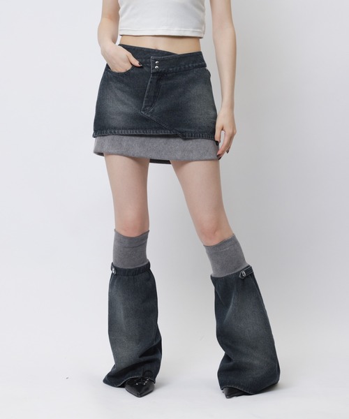 SPIRALGIRL（スパイラルガール）の「レッグウォーマーリブスカート（デニムスカート・レディース・ブラック/ブルー・FREE）」の18枚目の写真