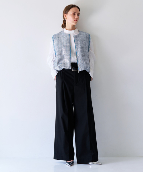 qualite（カリテ）の「ハクツイードジップアップジレ（ブルゾン・レディース・シルバー・フリー）」の2枚目の写真