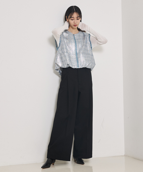 qualite（カリテ）の「ハクツイードジップアップジレ（ブルゾン・レディース・シルバー・フリー）」の4枚目の写真