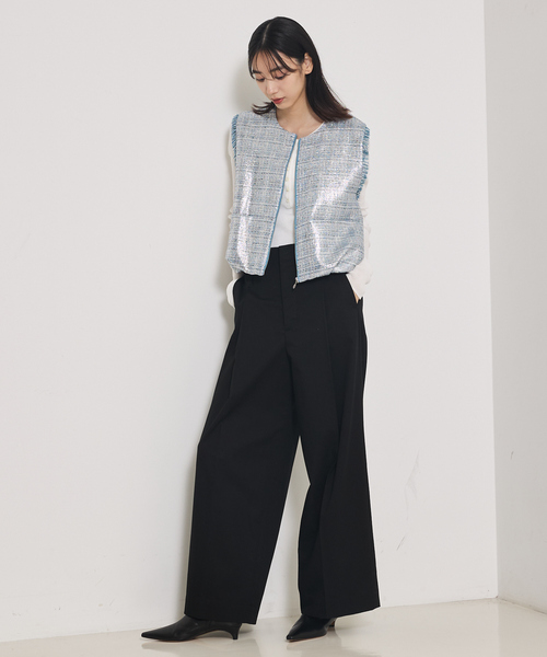 qualite（カリテ）の「ハクツイードジップアップジレ（ブルゾン・レディース・シルバー・フリー）」の5枚目の写真