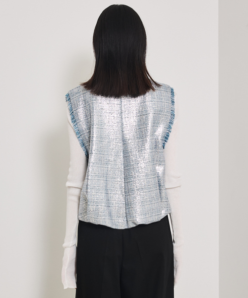 qualite（カリテ）の「ハクツイードジップアップジレ（ブルゾン・レディース・シルバー・フリー）」の9枚目の写真