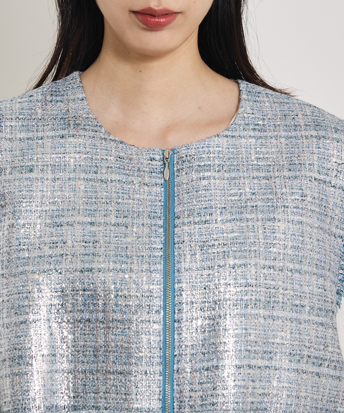 qualite（カリテ）の「ハクツイードジップアップジレ（ブルゾン・レディース・シルバー・フリー）」の10枚目の写真