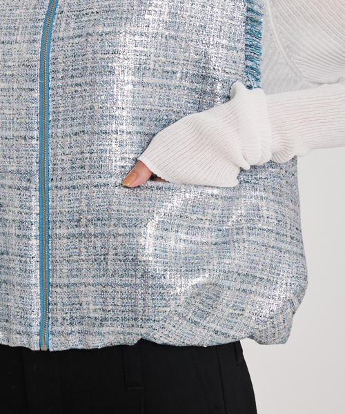 qualite（カリテ）の「ハクツイードジップアップジレ（ブルゾン・レディース・シルバー・フリー）」の12枚目の写真