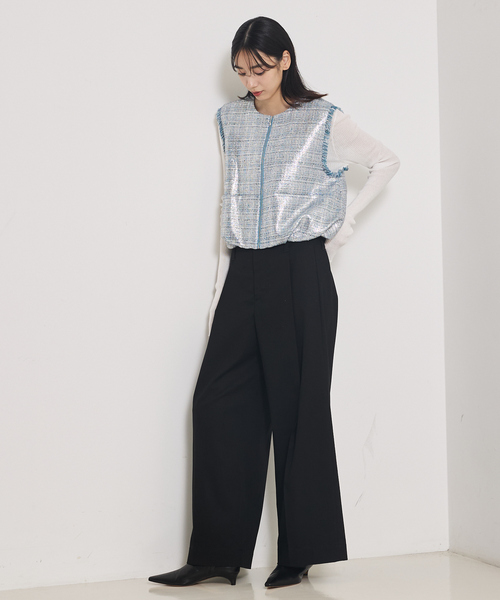 qualite（カリテ）の「ハクツイードジップアップジレ（ブルゾン・レディース・シルバー・フリー）」の16枚目の写真