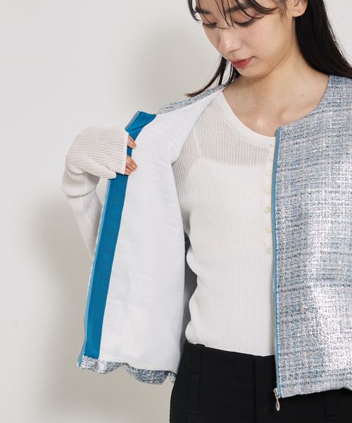 qualite（カリテ）の「ハクツイードジップアップジレ（ブルゾン・レディース・シルバー・フリー）」の17枚目の写真