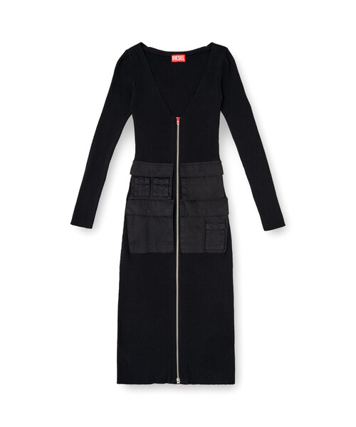 DIESEL（ディーゼル）の「ウィメンズ ニットドレス M-MELTI-LS（ドレス・レディース・ブラック・LARGE/MEDIUM/X-SMALL/SMALL）」の6枚目の写真