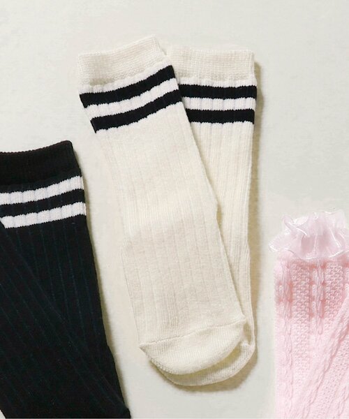 BREEZE（ブリーズ）の「おめかしベビーハイソックス（ベビーシューズ/ベビーソックス・キッズ・ネイビー/ベビーピンク/アイボリー/オフホワイト・9/12）」の2枚目の写真