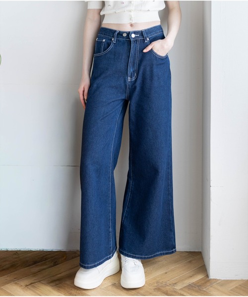 clear(クリア)の「【低身長対応/サイズ展開あり】ワイドデニムパンツ(デニムパンツ・レディース・ブラック/ブルー系その他2/ブルー/インディゴブルー・S/M/PS)」の3枚目の写真