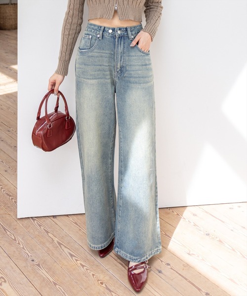 clear（クリア）の「【低身長用サイズ有】ワイドデニムパンツ[着回し抜群 大人 カジュアル]≪再入荷≫（デニムパンツ・レディース・ブラック/ブルー系その他2/ブルー・S/M/PS）」の3枚目の写真