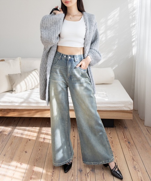 clear（クリア）の「【低身長用サイズ有】ワイドデニムパンツ[着回し抜群 大人 カジュアル]≪再入荷≫（デニムパンツ・レディース・ブラック/ブルー系その他2/ブルー・S/M/PS）」の6枚目の写真