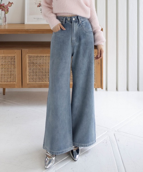 clear（クリア）の「【低身長用サイズ有】ワイドデニムパンツ[着回し抜群 大人 カジュアル]≪再入荷≫（デニムパンツ・レディース・ブラック/ブルー系その他2/ブルー・S/M/PS）」の9枚目の写真
